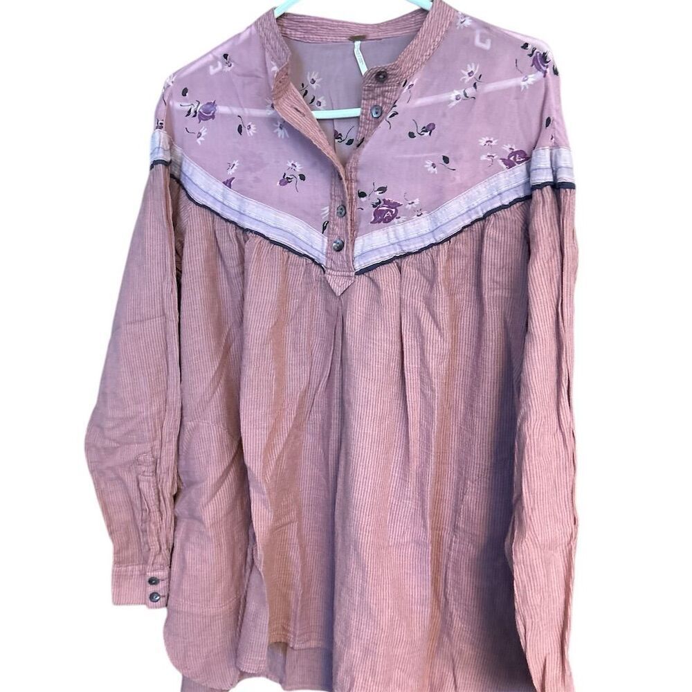 Free People‎ Women's Floral Blouse S Multicolor Long Sleeve Casual Top